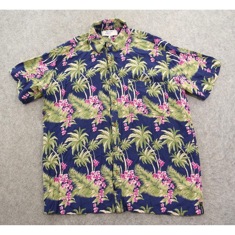 One Teaspoon Shirt Mens Small Blue Button Floral Hawaiian Short Sleeve Oversized